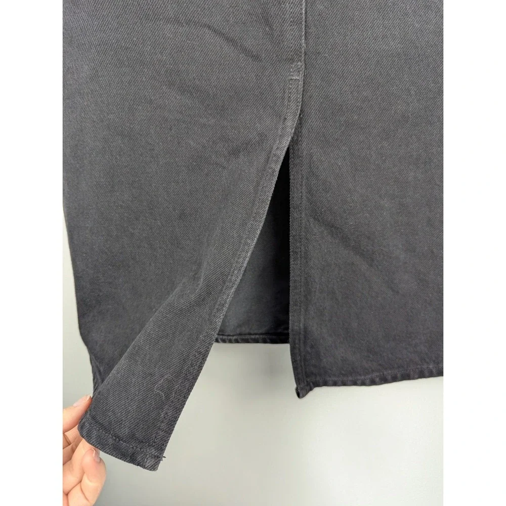 Paige Women's Denim Skirt 27 Black Wash Pencil‎ Midi with Slit Pockets Classic